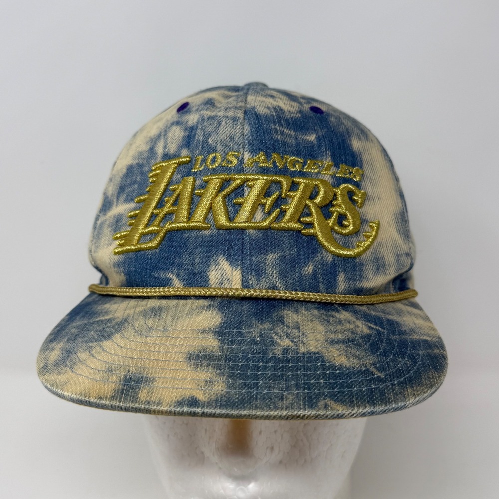 Mitchell & Ness Los Angeles Lakers Acid Wash Denim Snapback Hat Gold Rope NBA